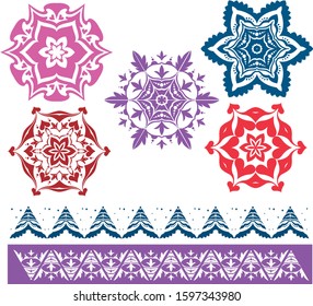 Decorative Snowflake, Winter and New Year, Christmas pattern
