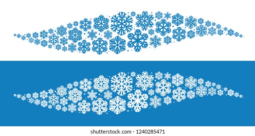 Decorative snowflakes, element. Christmas decoration, winter concept. Vector illustration