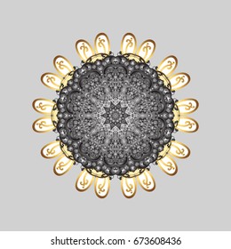 Decorative snowflakes pattern. Design. Vector ornamental pattern on gray background for Christmas.