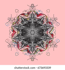 Decorative snowflakes pattern. Design. Vector ornamental pattern on colorful background for Christmas.