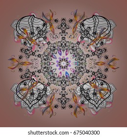 Decorative snowflakes pattern. Design. Vector ornamental pattern on colorful background for Christmas.