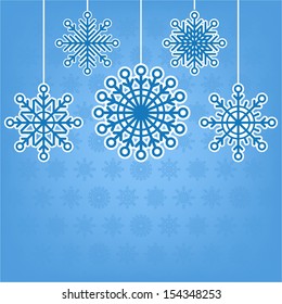 Decorative snowflakes, postcard with place for text
