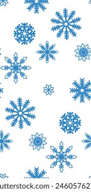 Decorative snowflakes seamless pattern, abstract winter background.