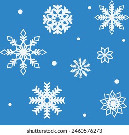 Decorative snowflakes seamless pattern, abstract winter background.