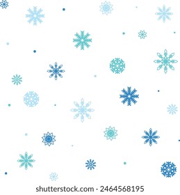 Decorative snowflakes seamless pattern, abstract winter background.