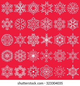 Decorative snowflakes vector shapes set for winter and Christmas projects.