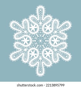 Decorative snowflakes from Vologda textile lace. Lace snowflakes from Russia. New Year's vector design in Russian style.