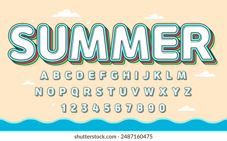 diseño de Vector de efecto de texto editable de color de verano suave decorativo