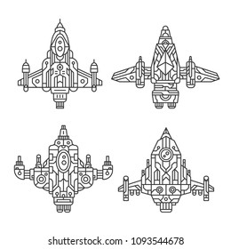 Decorative Spaceship Outlines Collection