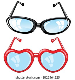 Decorative spectacles of the red colour in form heart