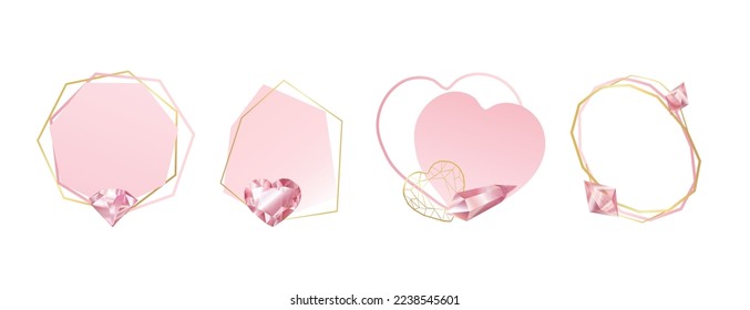 Burbuja decorativa del discurso, marco, bordes de cristales dibujados a mano y joyas.