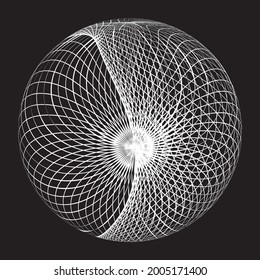 Decorative sphere. Abstract round spiral Striped design element. Vector illustration