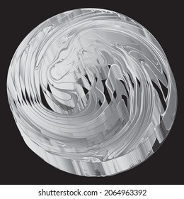 Decorative sphere. Abstract round spiral Striped design element. Vector illustration