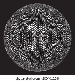 Decorative sphere. Abstract round wavy Dotted design element. Vector illustration