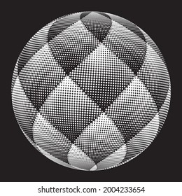 Decorative sphere. Abstract round wavy Dotted design element. Vector illustration