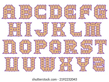 Decorative spiky font. Custom vector alphabet.