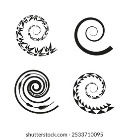 Conjunto de design espiral decorativo. Imagem vetorial.