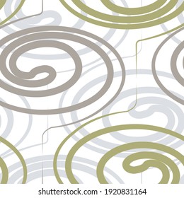 Decorative spiral in a volumetric pattern, seamless vector background. 
