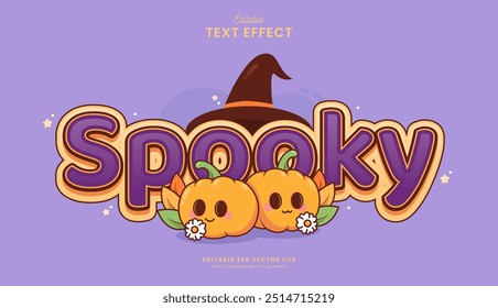 Diseño de efecto de texto editable de calabaza espeluznante decorativo
