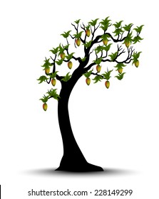 Decorative Spring Branch Tree Silhouette With mango
