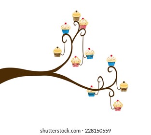 Decorative Spring Branch Tree Silhouette With pancakes