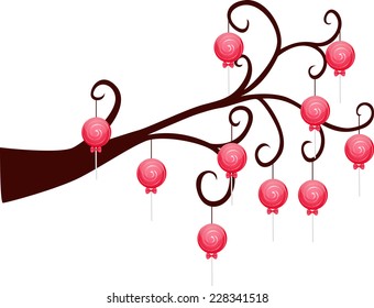 Decorative Spring Branch Tree Silhouette With Candy
