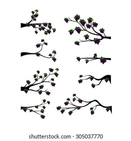 Decorative Spring Branch Tree Silhouette With Grapes