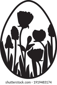 Huevo de primavera decorativo. Silhouette sobre fondo blanco