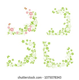 Decorative spring floral green borders collection