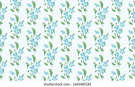 Decorative of spring floral pattern background, with simple leaf flower drawing.