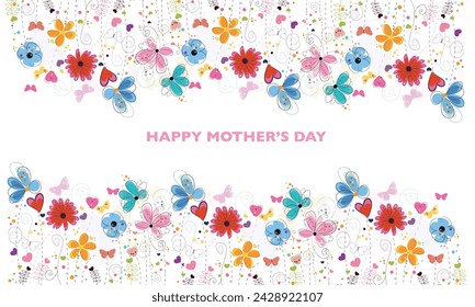 Decorative spring flower and Happy Mother's day greeting card design