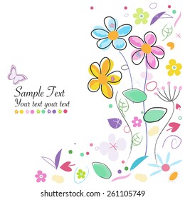 Decorative spring flowers abstract greeting card

