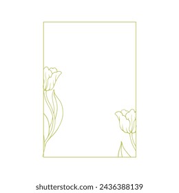 Decorative, spring frame with tulip flowers.Vector graphics.