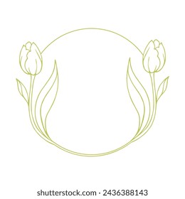 Decorative, spring frame with tulip flowers.Vector graphics.