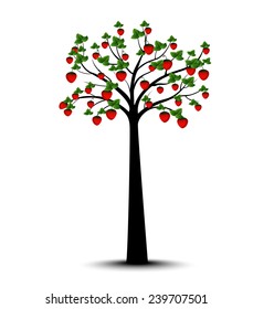 Decorative Spring Tree Silhouette With strawberries