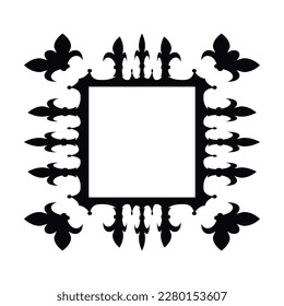 Decorative square black frame on white background Abstract pattern Vector illustration