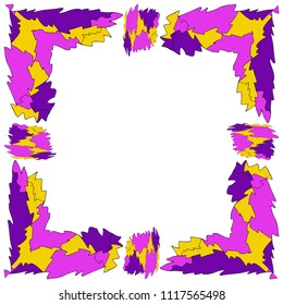 Decorative square frame. Abstract stripes. Hand drawn illustration. Card design.
