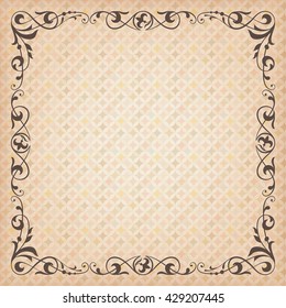 Decorative square frame and background, corner, vignette.