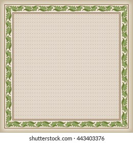 Decorative square frame and background with tangier grid. The tangier grid swatch is included in EPS file.