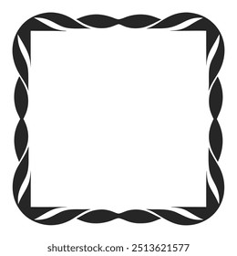 Decorative Square Frame Border with Geometric Lines and symmetrical Floral pattern Vector Elements