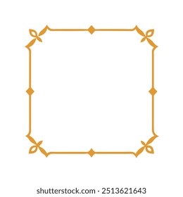 Decorative Square Frame Border with Geometric Lines and symmetrical Floral pattern Vector Elements