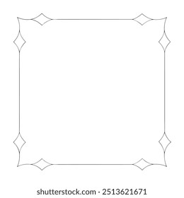 Decorative Square Frame Border with Geometric Lines and symmetrical Floral pattern Vector Elements