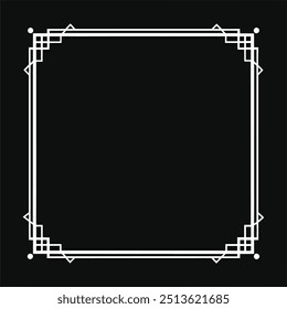 Decorative Square Frame Border with Geometric Lines and symmetrical Floral pattern Vector Elements