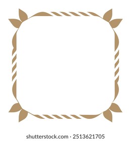 Decorative Square Frame Border with Geometric Lines and symmetrical Floral pattern Vector Elements