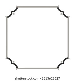 Decorative Square Frame Border with Geometric Lines and symmetrical floral pattern Vector Elements