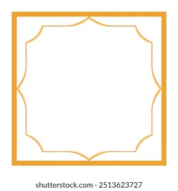 Decorative Square Frame Border with Geometric Lines and symmetrical floral pattern Vector Elements
