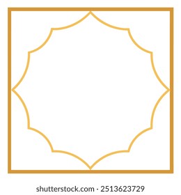 Decorative Square Frame Border with Geometric Lines and symmetrical floral pattern Vector Elements