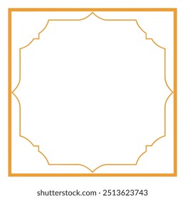 Decorative Square Frame Border with Geometric Lines and symmetrical floral pattern Vector Elements