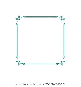 Decorative Square Frame Border with Geometric Lines and symmetrical floral pattern Vector Elements