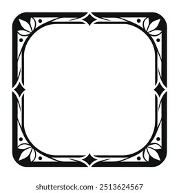 Decorative Square Frame Border with Geometric Lines and symmetrical floral pattern Vector Elements